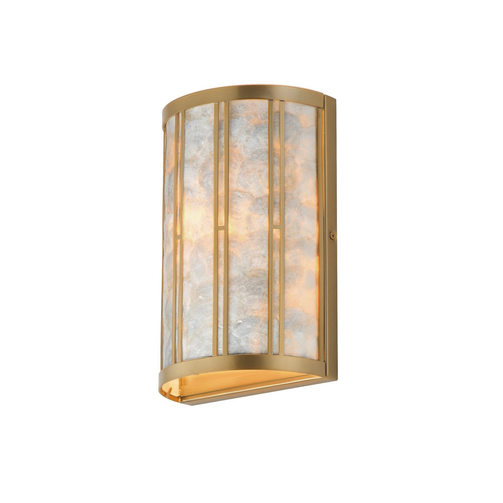 Maxim - One Light Wall Sconce - Miramar - Capiz / Natural Aged Brass- Union Lighting Luminaires Decor