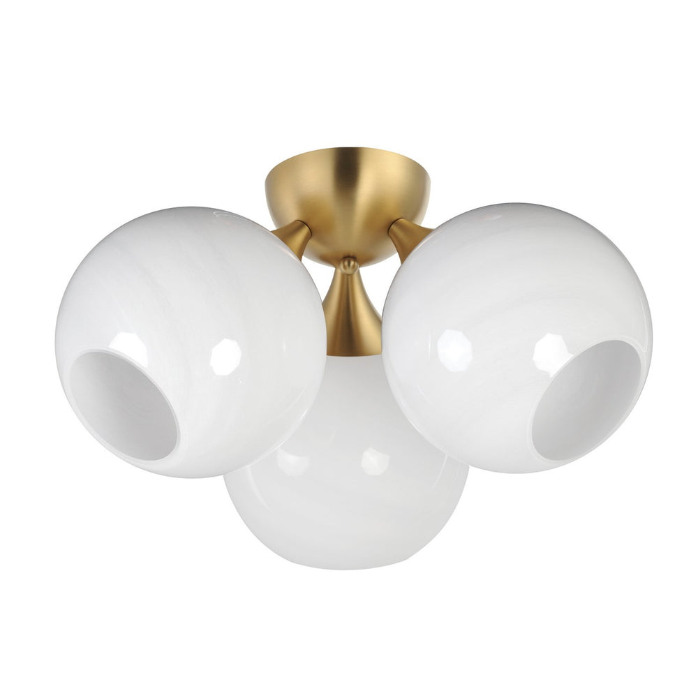 Maxim - Three Light Semi Flush Mount - Neve - Natural Aged Brass- Union Lighting Luminaires Decor