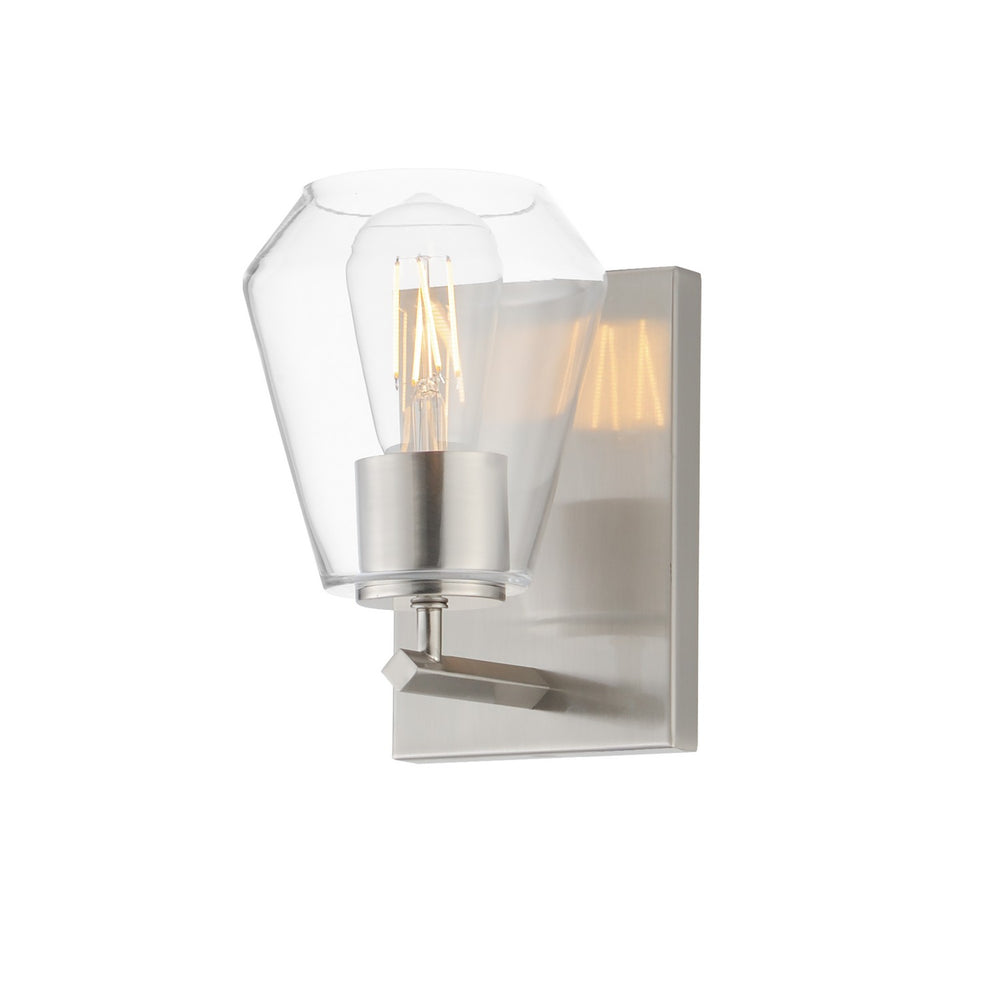 Maxim - One Light Wall Sconce - Geode - Satin Nickel- Union Lighting Luminaires Decor