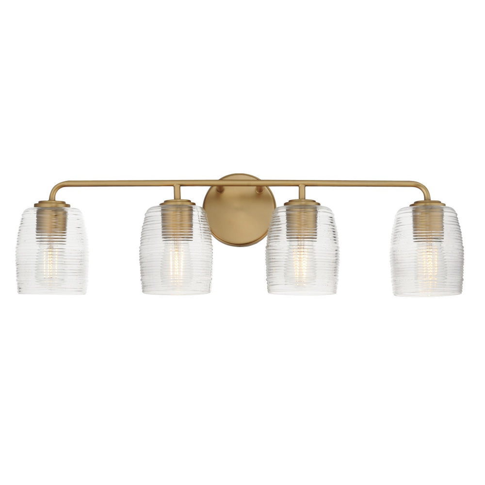 Maxim - Four Light Bath Vanity - Honey - Natural Aged Brass- Union Lighting Luminaires Decor