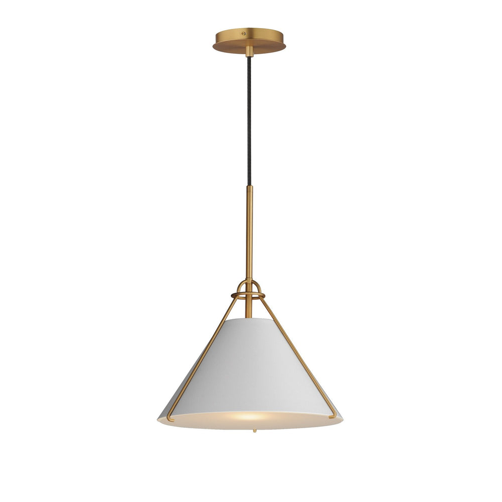 Maxim - One Light Pendant - Lucas - Light French Gray / Natural Aged Brass- Union Lighting Luminaires Decor
