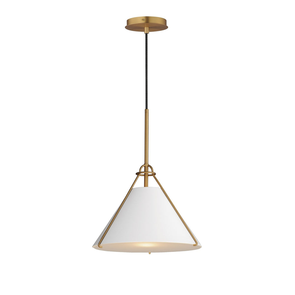 Maxim - One Light Pendant - Lucas - White/Natural Aged Brass- Union Lighting Luminaires Decor