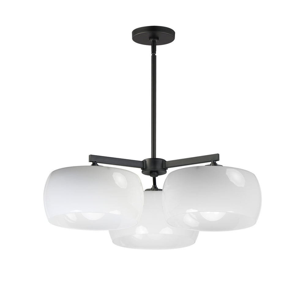 Maxim - Three Light Chandelier - Glazed - White / Black- Union Lighting Luminaires Decor