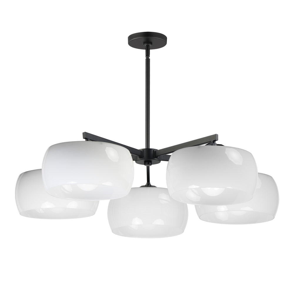 Maxim - Five Light Chandelier - Glazed - White / Black- Union Lighting Luminaires Decor