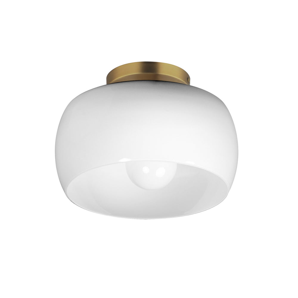 Maxim - One Light Flush Mount - Glazed - White/Natural Aged Brass- Union Lighting Luminaires Decor