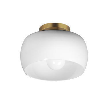 Maxim - One Light Flush Mount - Glazed - White/Natural Aged Brass- Union Lighting Luminaires Decor