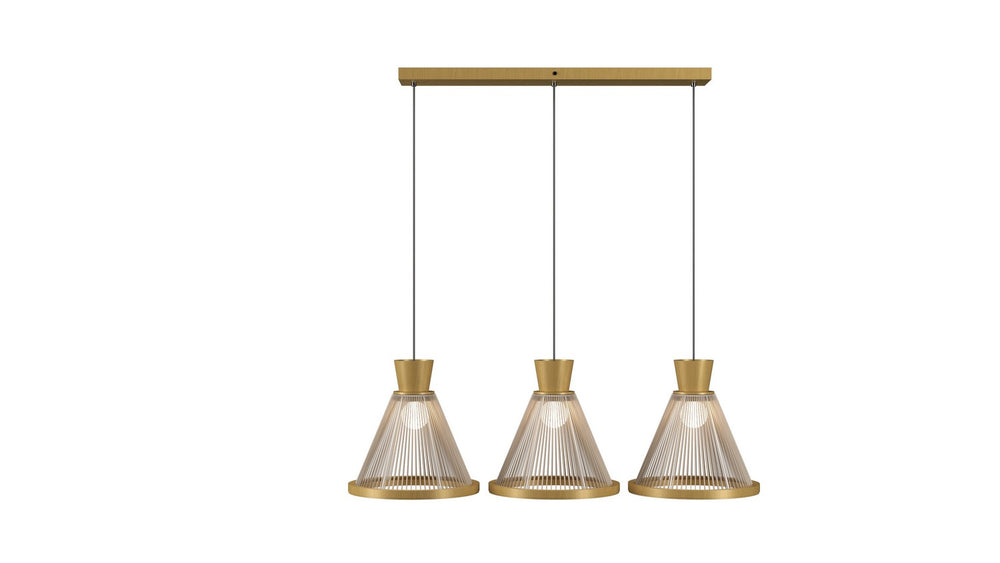 Accord Lighting - Three Light Pendant - Corda - Organic Gold- Union Lighting Luminaires Decor