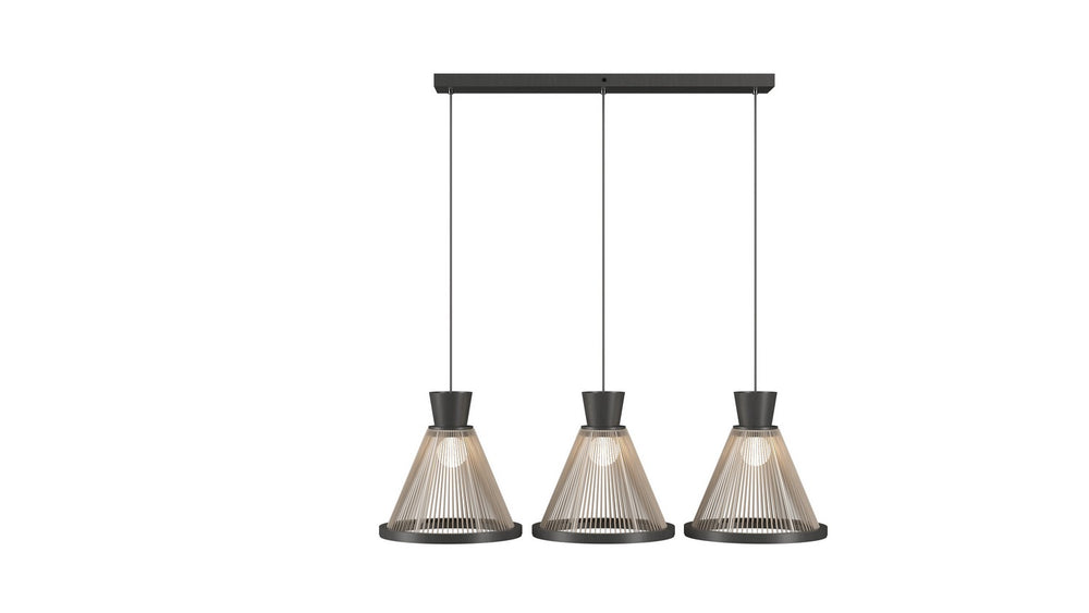 Accord Lighting - Three Light Pendant - Corda - Organic Grey- Union Lighting Luminaires Decor