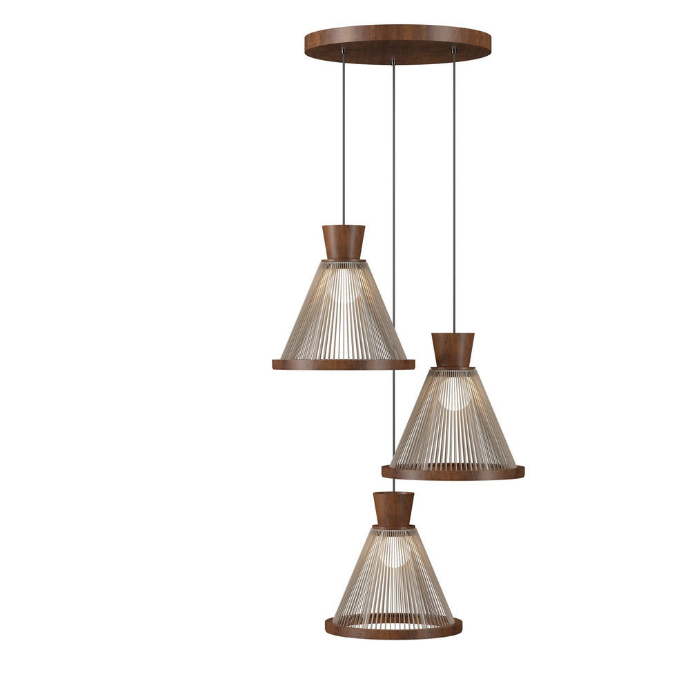 Accord Lighting - Three Light Pendant - Corda - Imbuia- Union Lighting Luminaires Decor