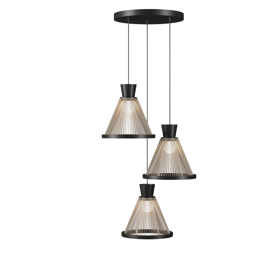 Accord Lighting - Three Light Pendant - Corda - Charcoal- Union Lighting Luminaires Decor