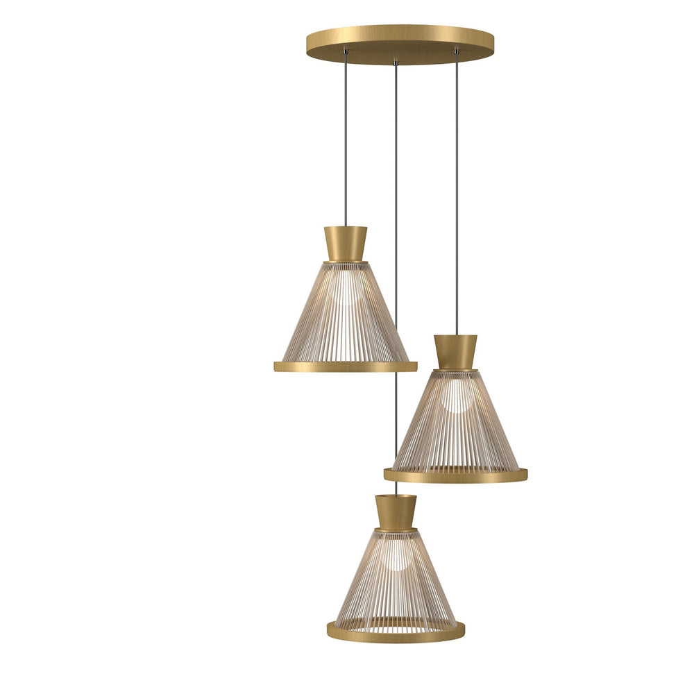 Accord Lighting - Three Light Pendant - Corda - Organic Gold- Union Lighting Luminaires Decor