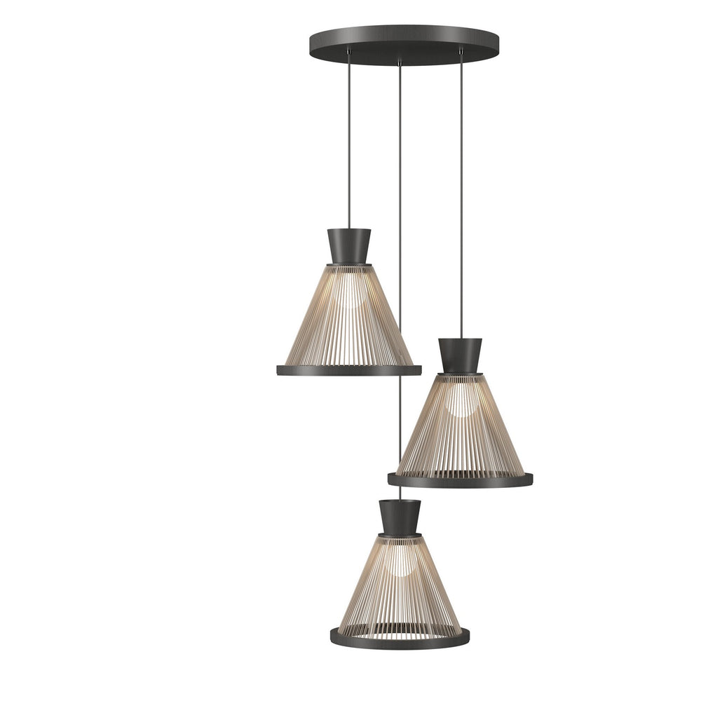 Accord Lighting - Three Light Pendant - Corda - Organic Grey- Union Lighting Luminaires Decor