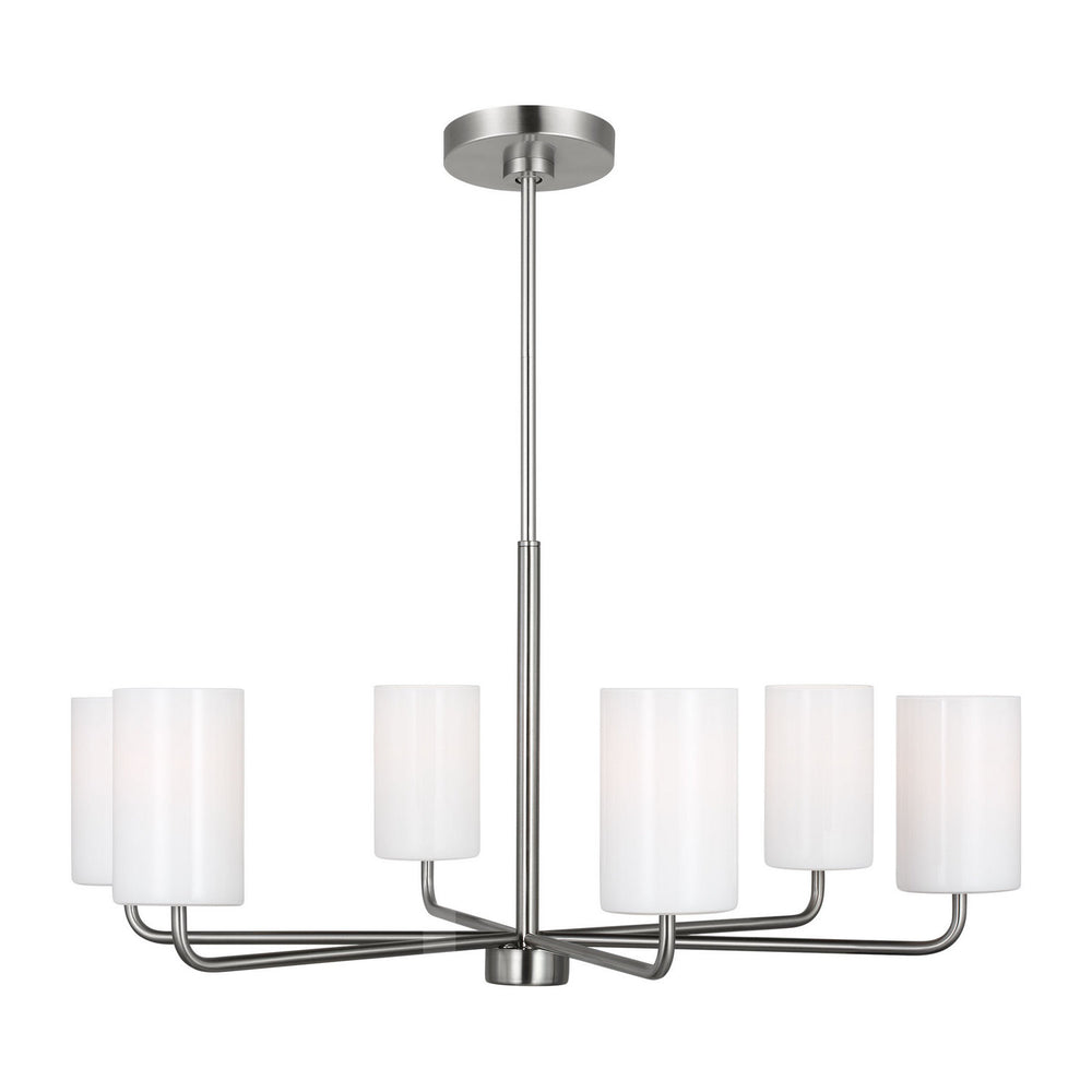 Generation Lighting Canada - Six Light Chandelier - Rhett - Brushed Steel- Union Lighting Luminaires Decor