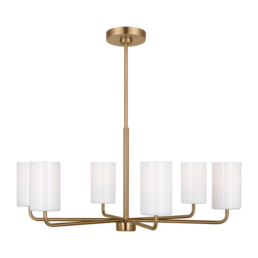 Generation Lighting Canada - Six Light Chandelier - Rhett - Satin Brass- Union Lighting Luminaires Decor