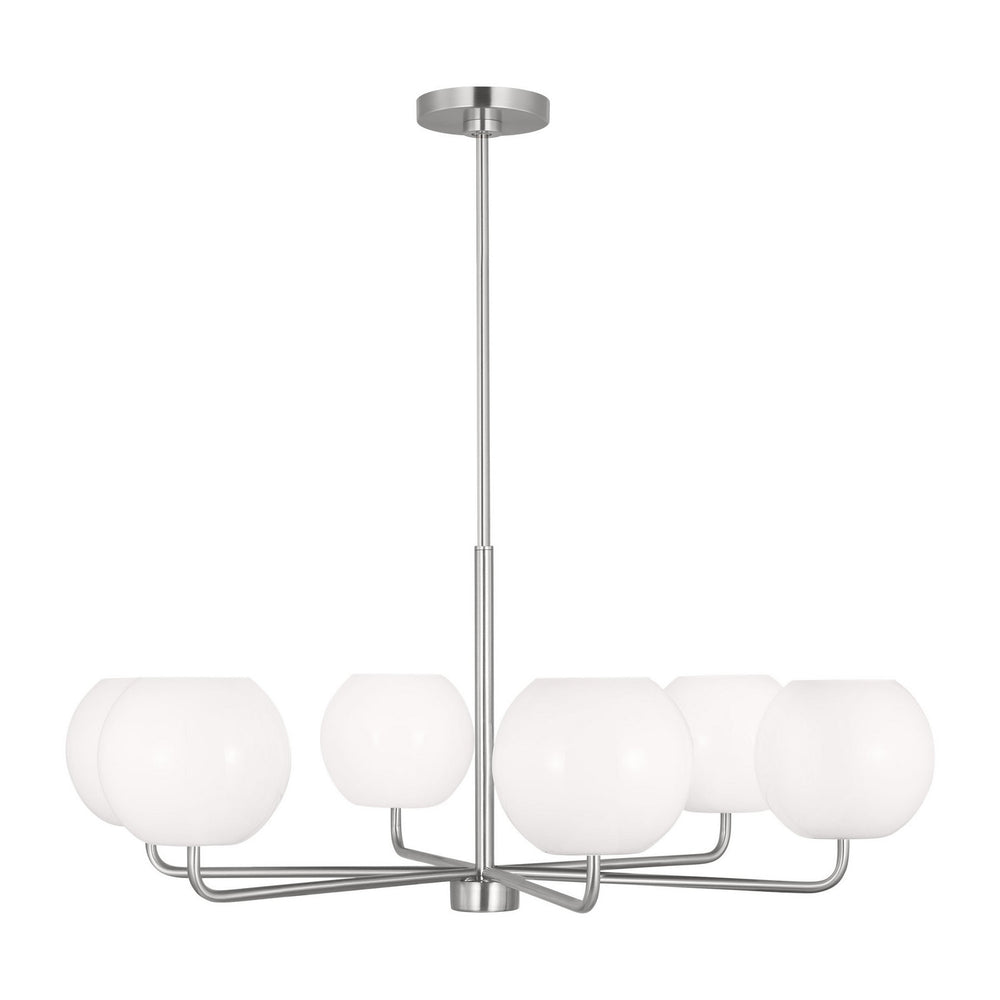 Generation Lighting Canada - Six Light Chandelier - Rory - Brushed Steel- Union Lighting Luminaires Decor