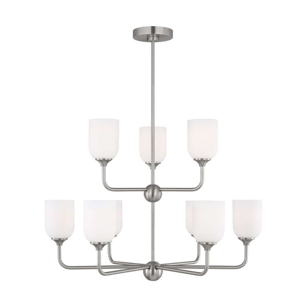 Generation Lighting Canada - Nine Light Chandelier - Emile - Brushed Steel- Union Lighting Luminaires Decor