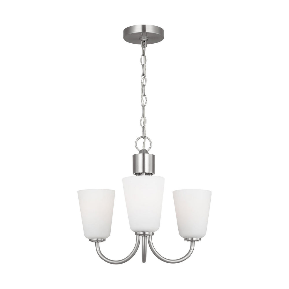 Generation Lighting Canada - Three Light Chandelier - Miles - Brushed Nickel- Union Lighting Luminaires Decor