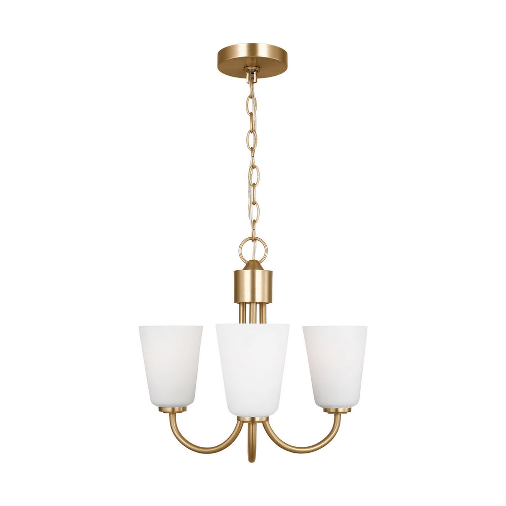 Generation Lighting Canada - Three Light Chandelier - Miles - Satin Brass- Union Lighting Luminaires Decor