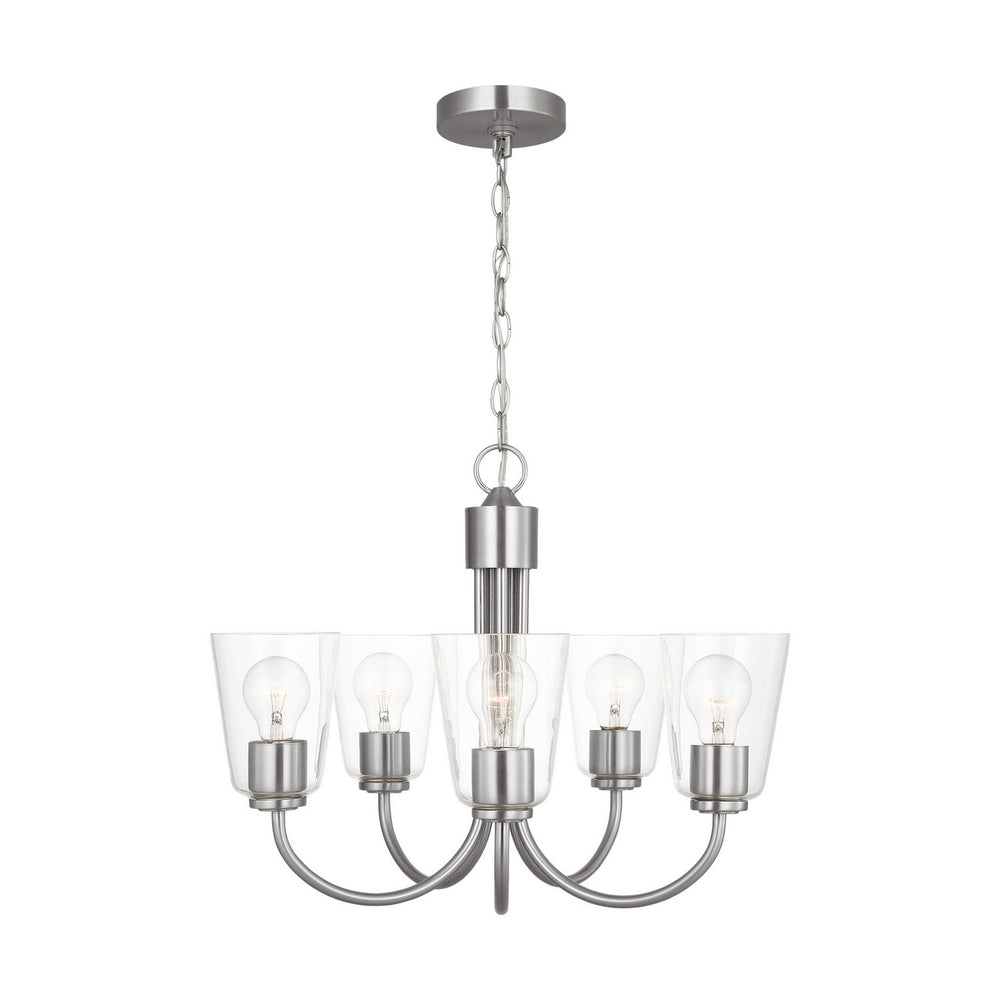 Generation Lighting Canada - Five Light Chandelier - Miles - Brushed Nickel- Union Lighting Luminaires Decor
