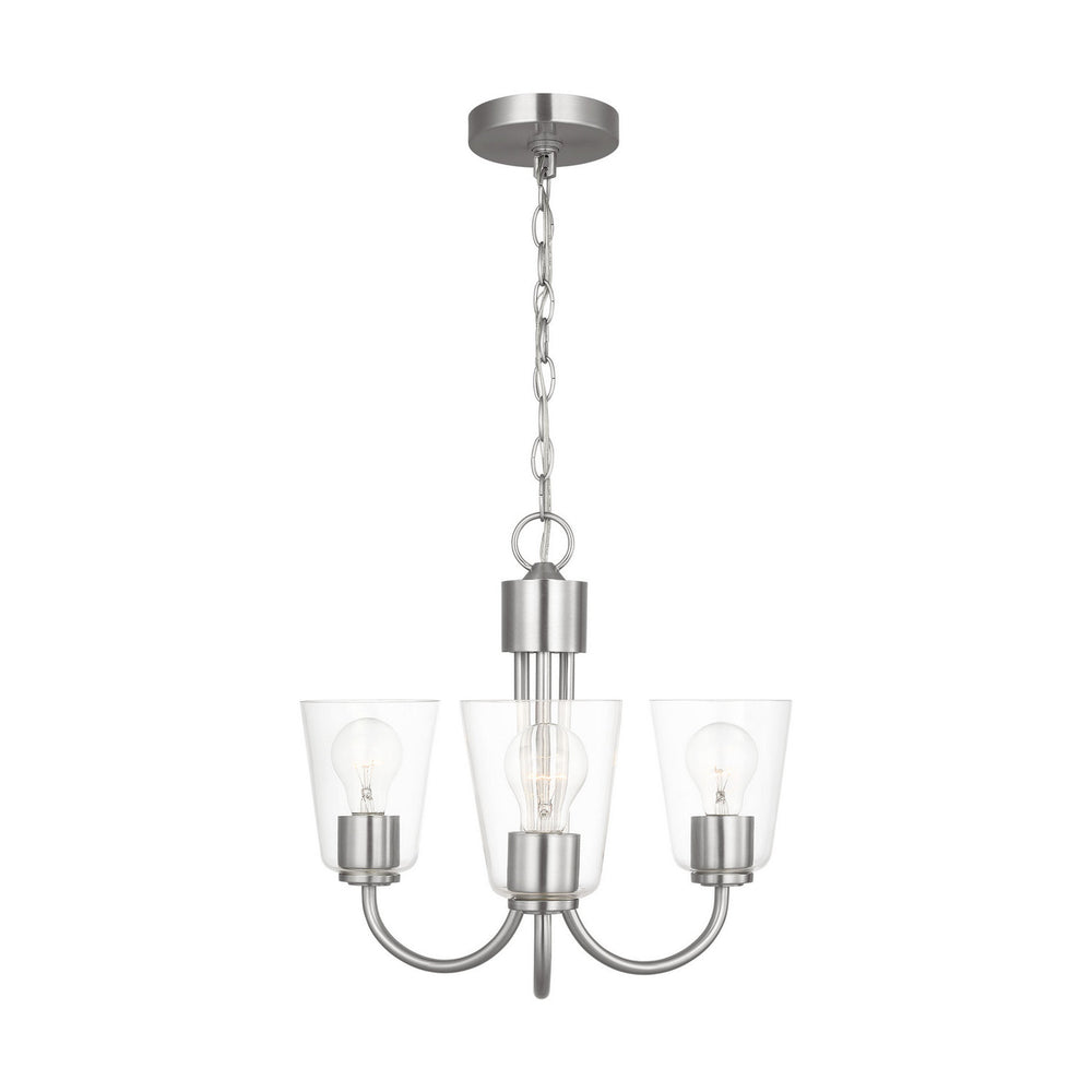 Generation Lighting Canada - Three Light Chandelier - Miles - Brushed Nickel- Union Lighting Luminaires Decor