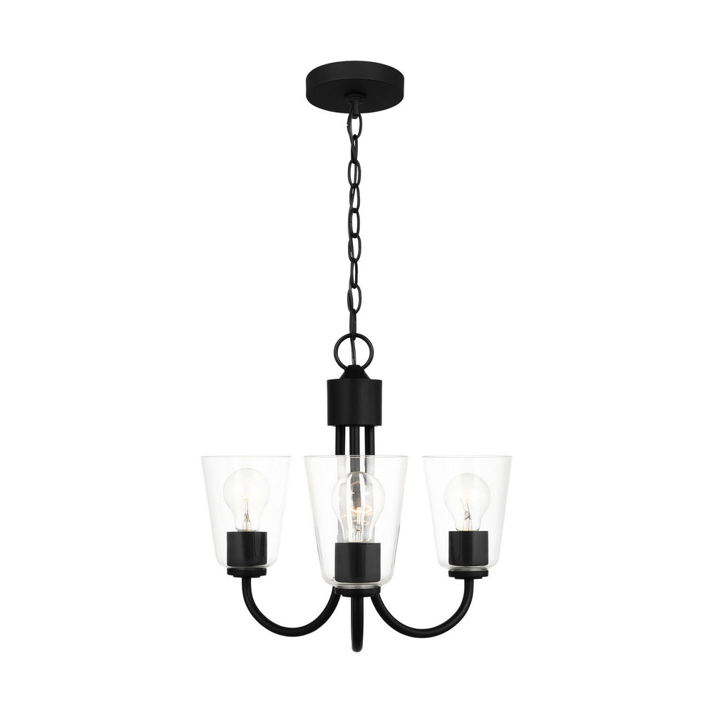 Generation Lighting Canada - Three Light Chandelier - Miles - Midnight Black- Union Lighting Luminaires Decor