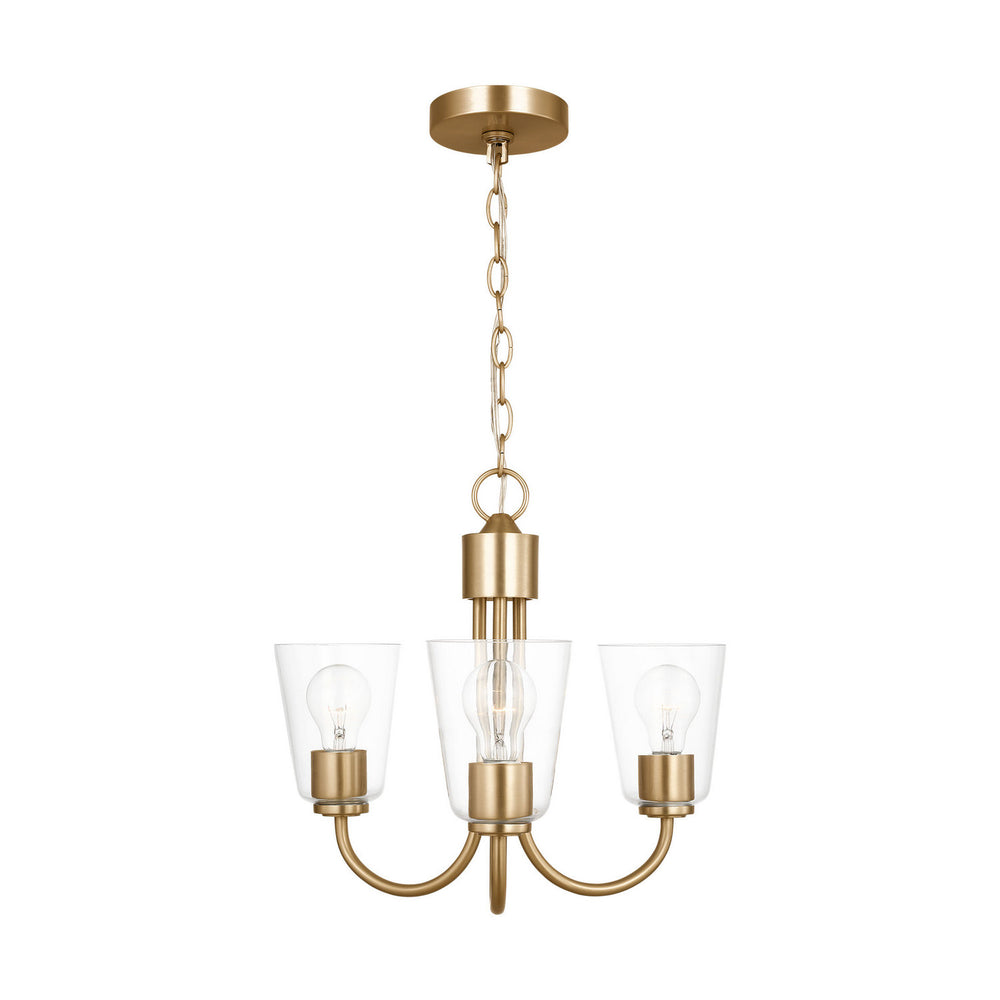 Generation Lighting Canada - Three Light Chandelier - Miles - Satin Brass- Union Lighting Luminaires Decor