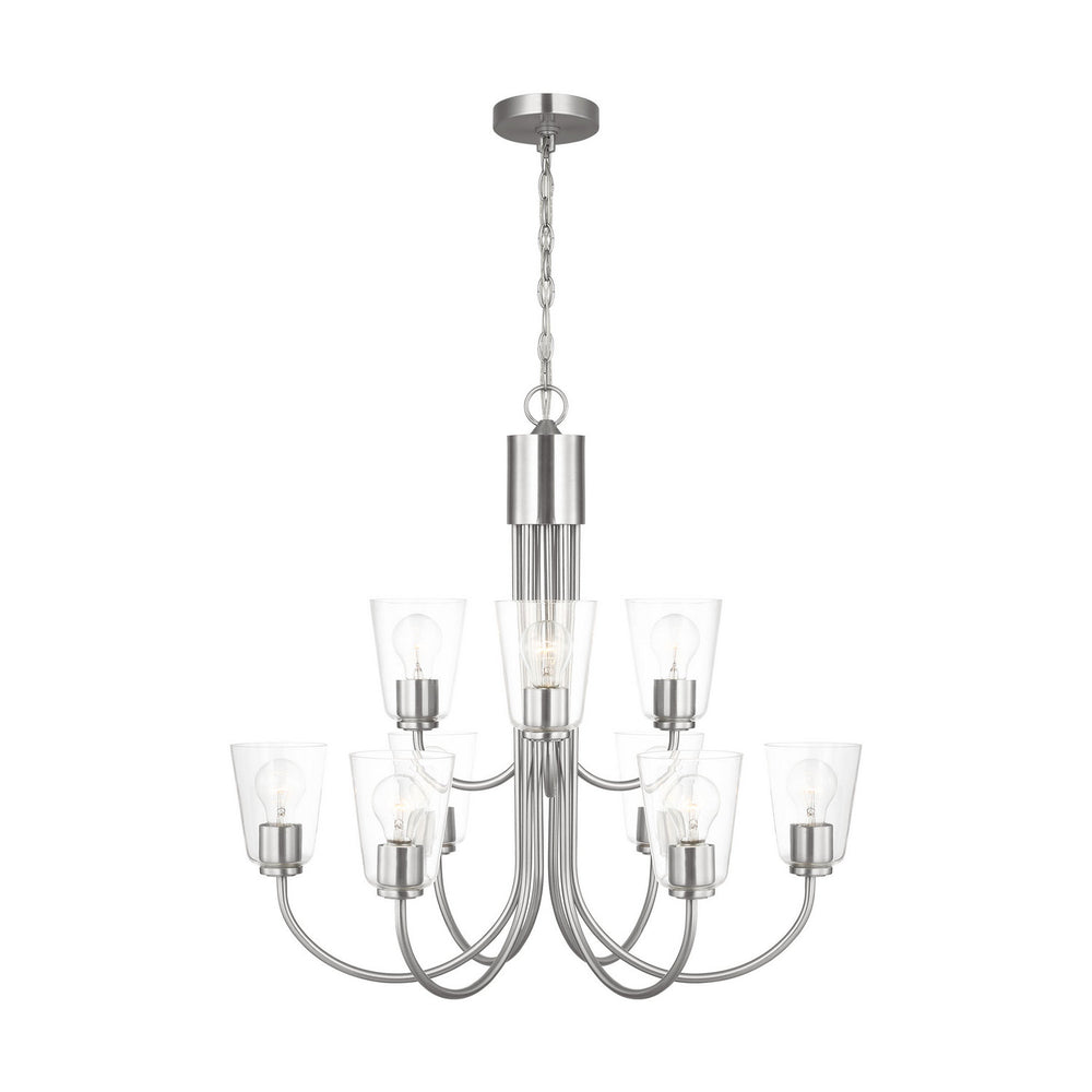 Generation Lighting Canada - Nine Light Chandelier - Miles - Brushed Nickel- Union Lighting Luminaires Decor