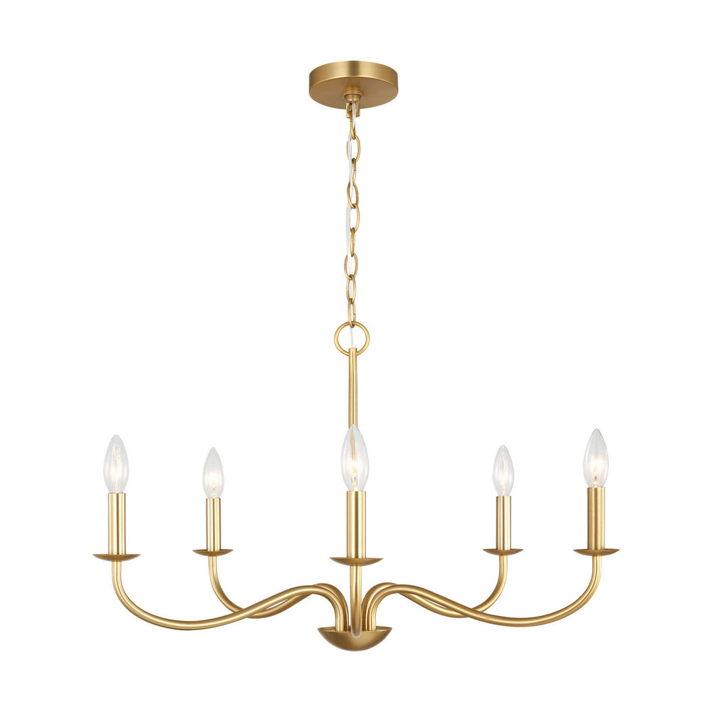Generation Lighting Canada - Five Light Chandelier - Abells - Satin Brass- Union Lighting Luminaires Decor