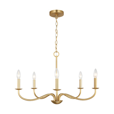 Generation Lighting Canada - Five Light Chandelier - Abells - Satin Brass- Union Lighting Luminaires Decor