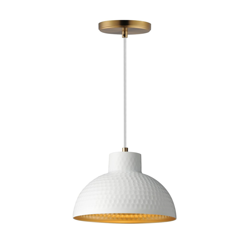Maxim - One Light Pendant - Rockport - White/Natural Aged Brass- Union Lighting Luminaires Decor