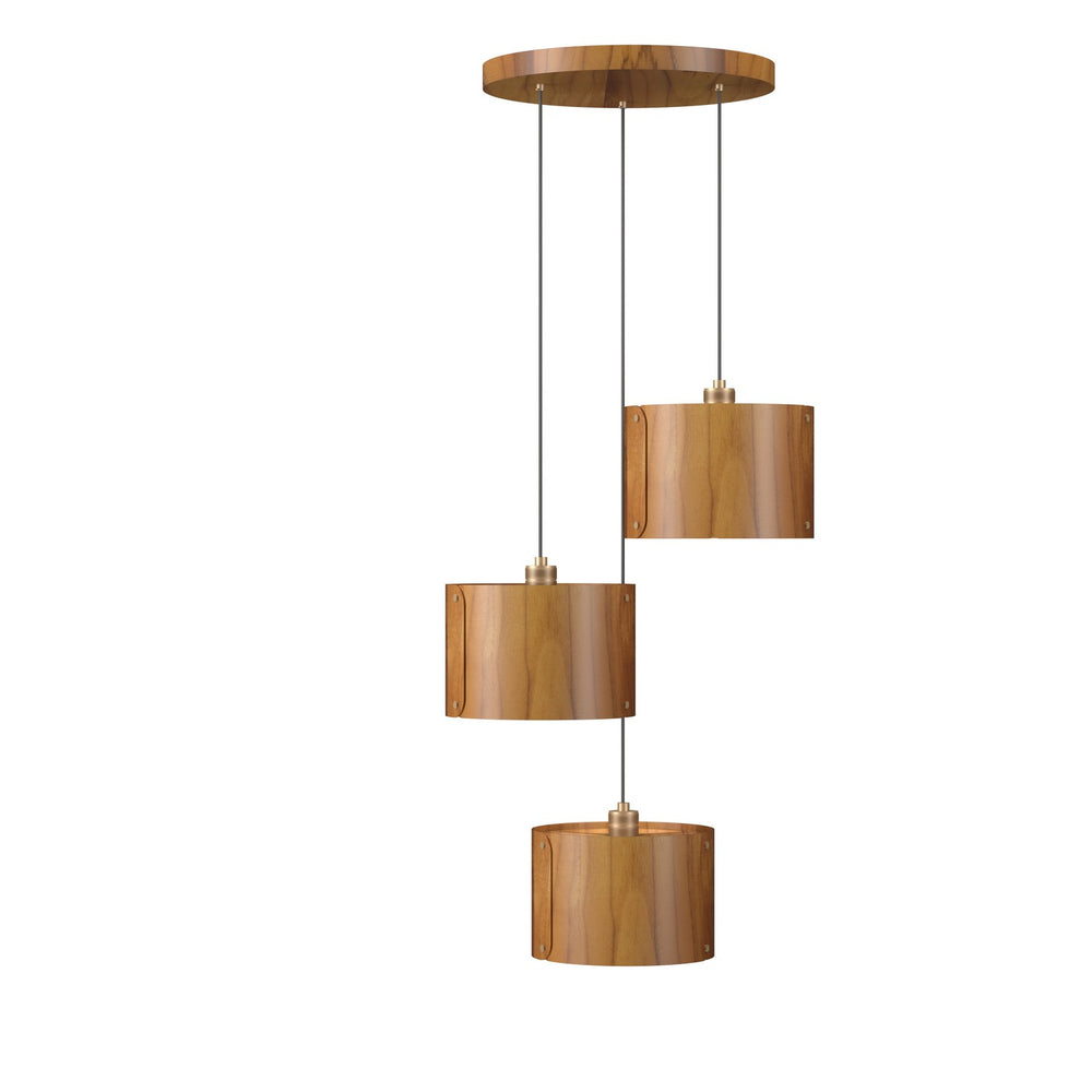 Accord Lighting - Three Light Pendant - Element - Teak- Union Lighting Luminaires Decor