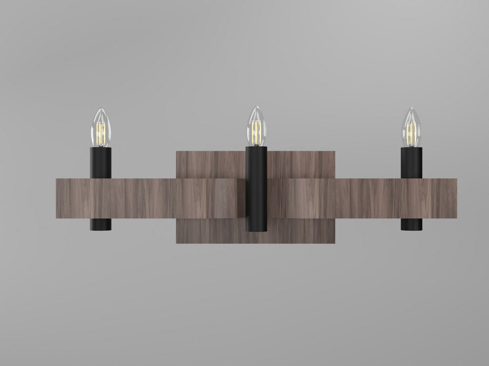 Accord Lighting - Three Light Wall Lamp - Flow - American Walnut- Union Lighting Luminaires Decor