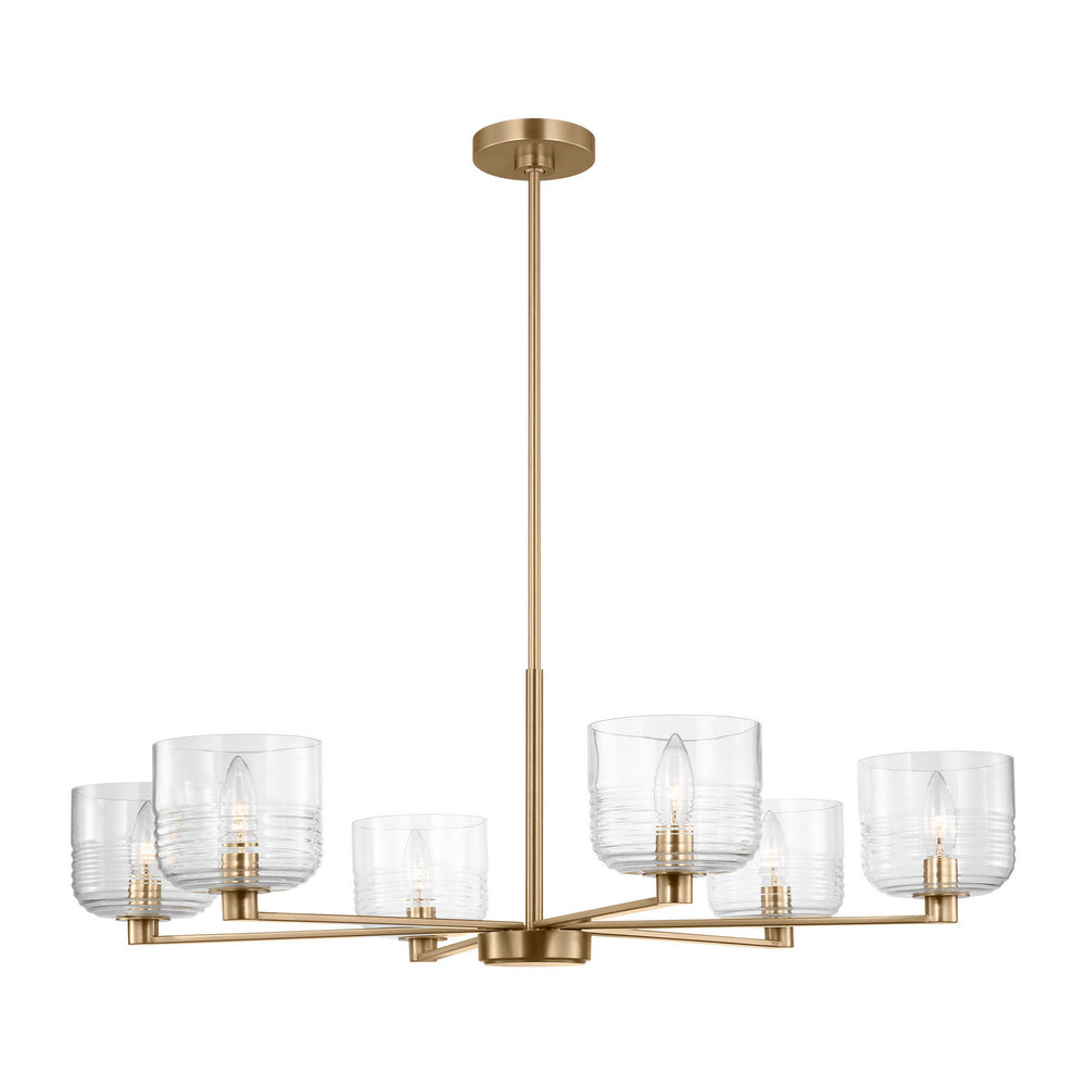 Visual Comfort Studio Canada - Six Light Chandelier - Lochdale - Satin Brass- Union Lighting Luminaires Decor