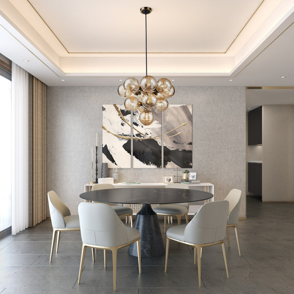Artcraft Canada - 13 Light Chandelier - Gem - Black and Brushed Brass- Union Lighting Luminaires Decor