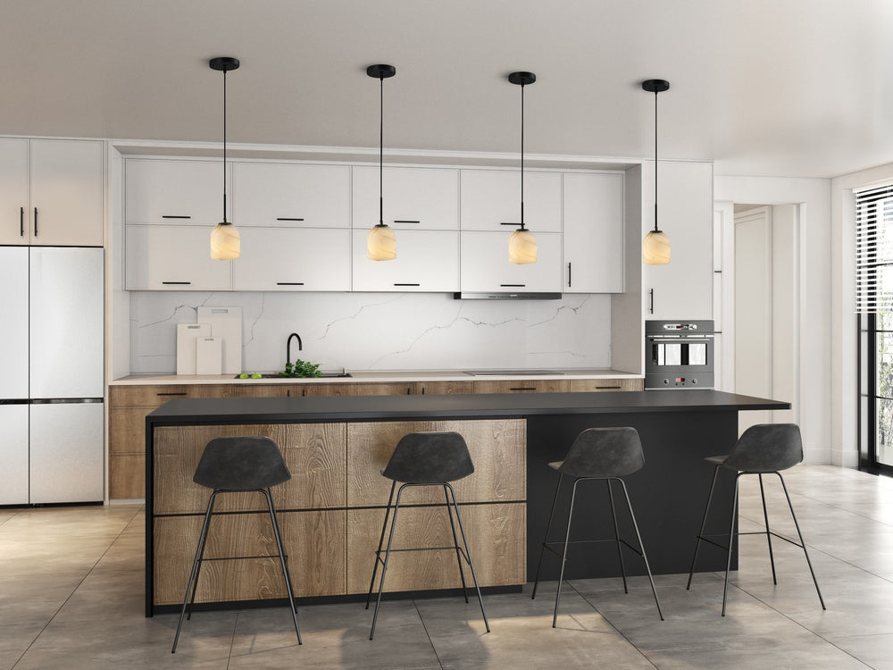 Artcraft Canada - One Light Pendant - Crema - Black, Brushed Brass- Union Lighting Luminaires Decor