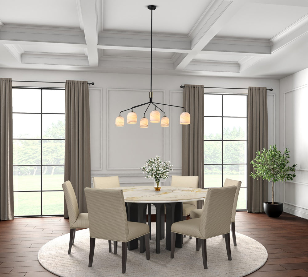 Artcraft Canada - Six Light Chandelier - Crema - Black, Brushed Brass- Union Lighting Luminaires Decor