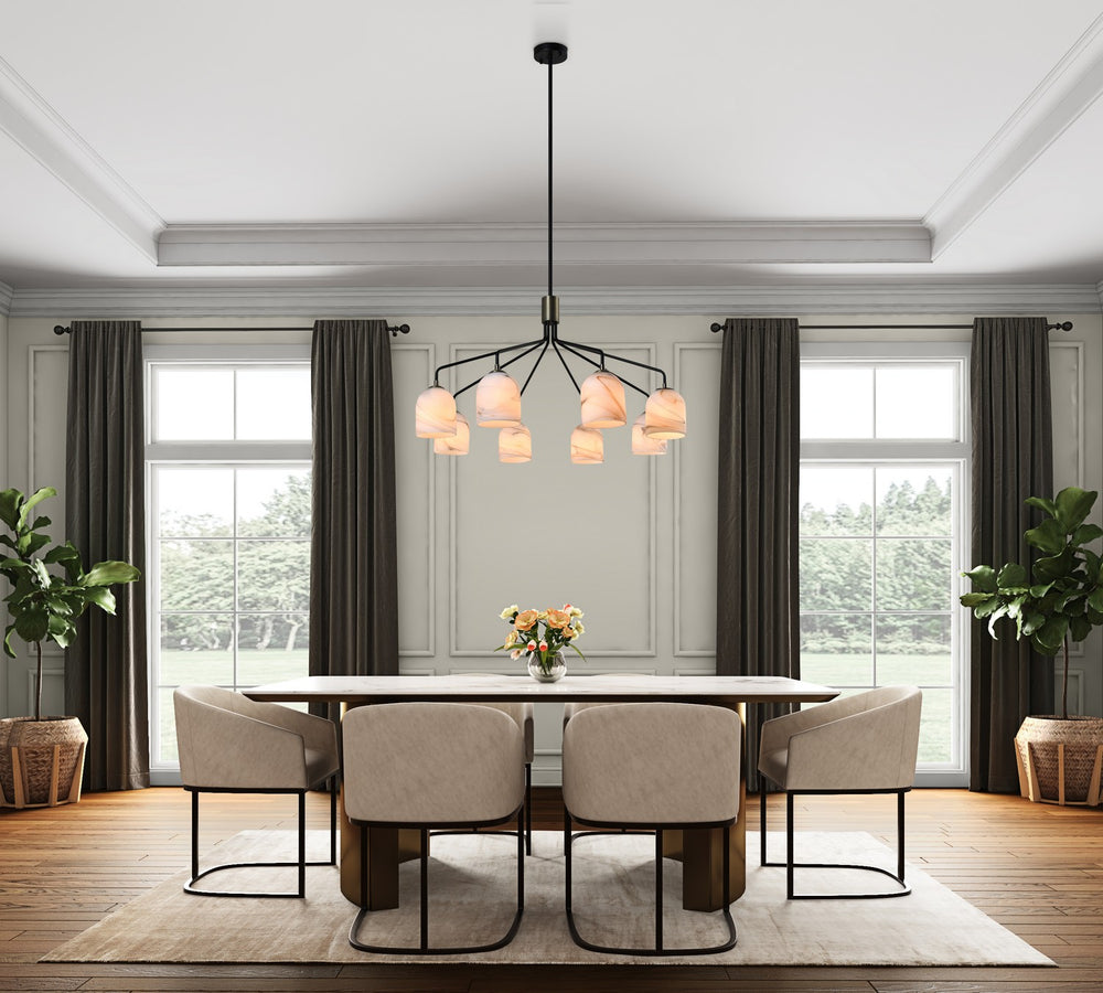 Artcraft Canada - Eight Light Chandelier - Crema - Black, Brushed Brass- Union Lighting Luminaires Decor