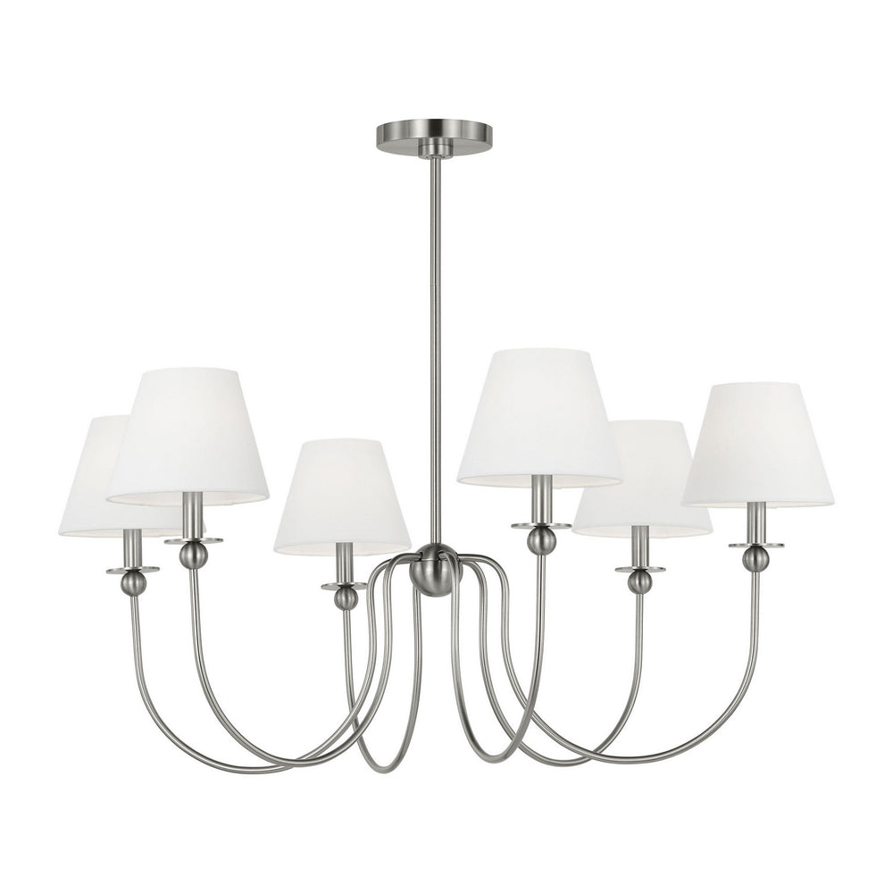 Visual Comfort Studio Canada - Six Light Chandelier - Elsay - Brushed Nickel- Union Lighting Luminaires Decor