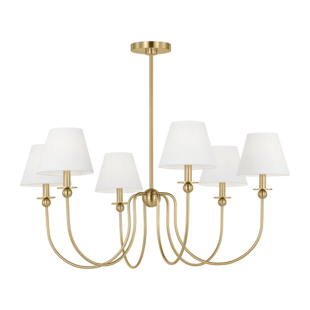 Visual Comfort Studio Canada - Six Light Chandelier - Elsay - Satin Brass- Union Lighting Luminaires Decor