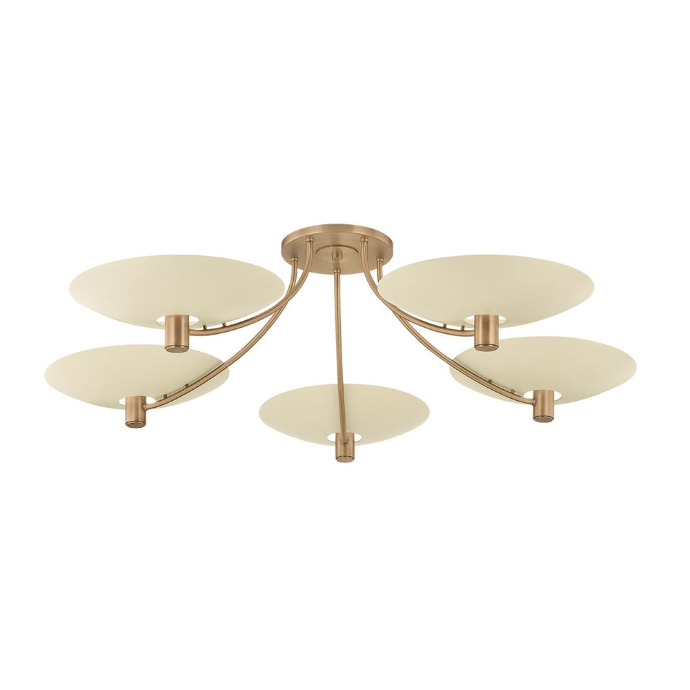 Troy Lighting Canada - Five Light Semi Flush Mount - Wolfe - Patina Brass/Soft Sand- Union Lighting Luminaires Decor
