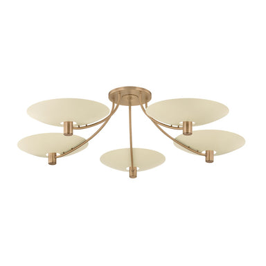 Troy Lighting Canada - Five Light Semi Flush Mount - Wolfe - Patina Brass/Soft Sand- Union Lighting Luminaires Decor