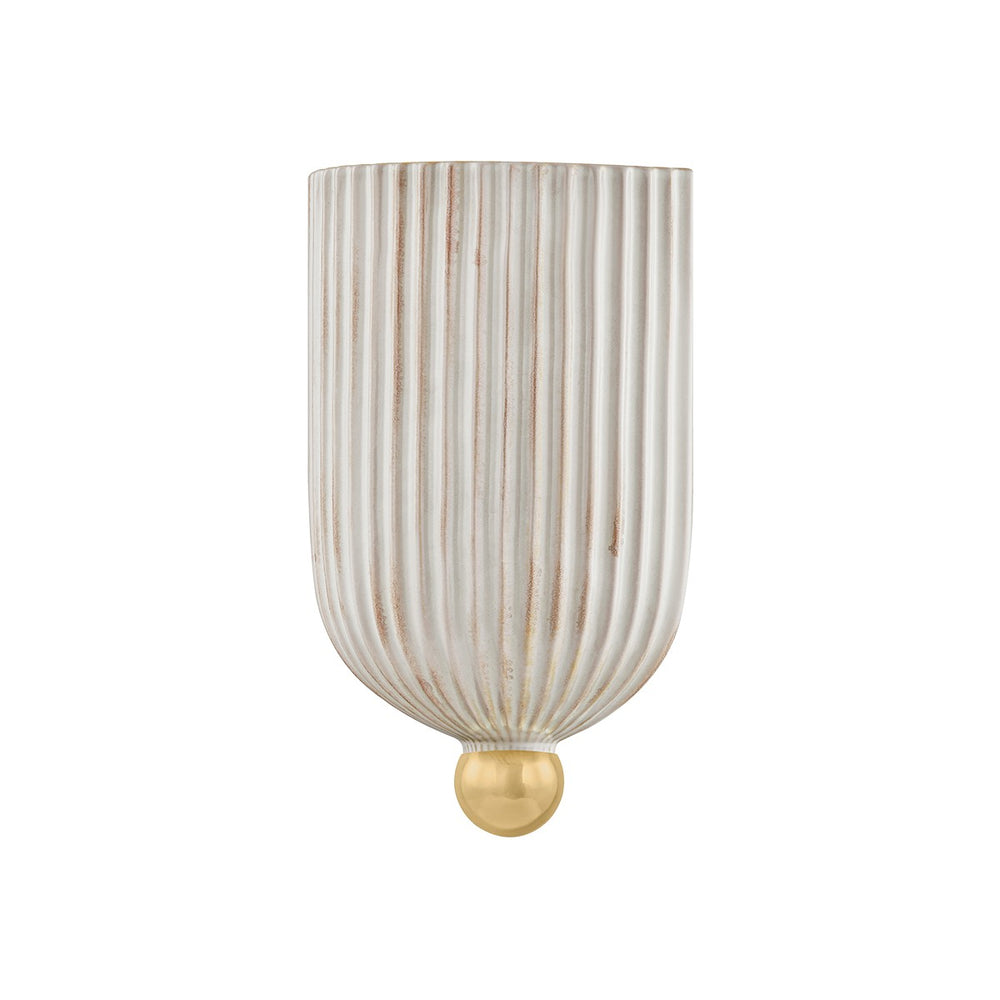 Mitzi Canada - One Light Wall Sconce - Amira - Aged Brass/Ceramic Fluted Cream- Union Lighting Luminaires Decor