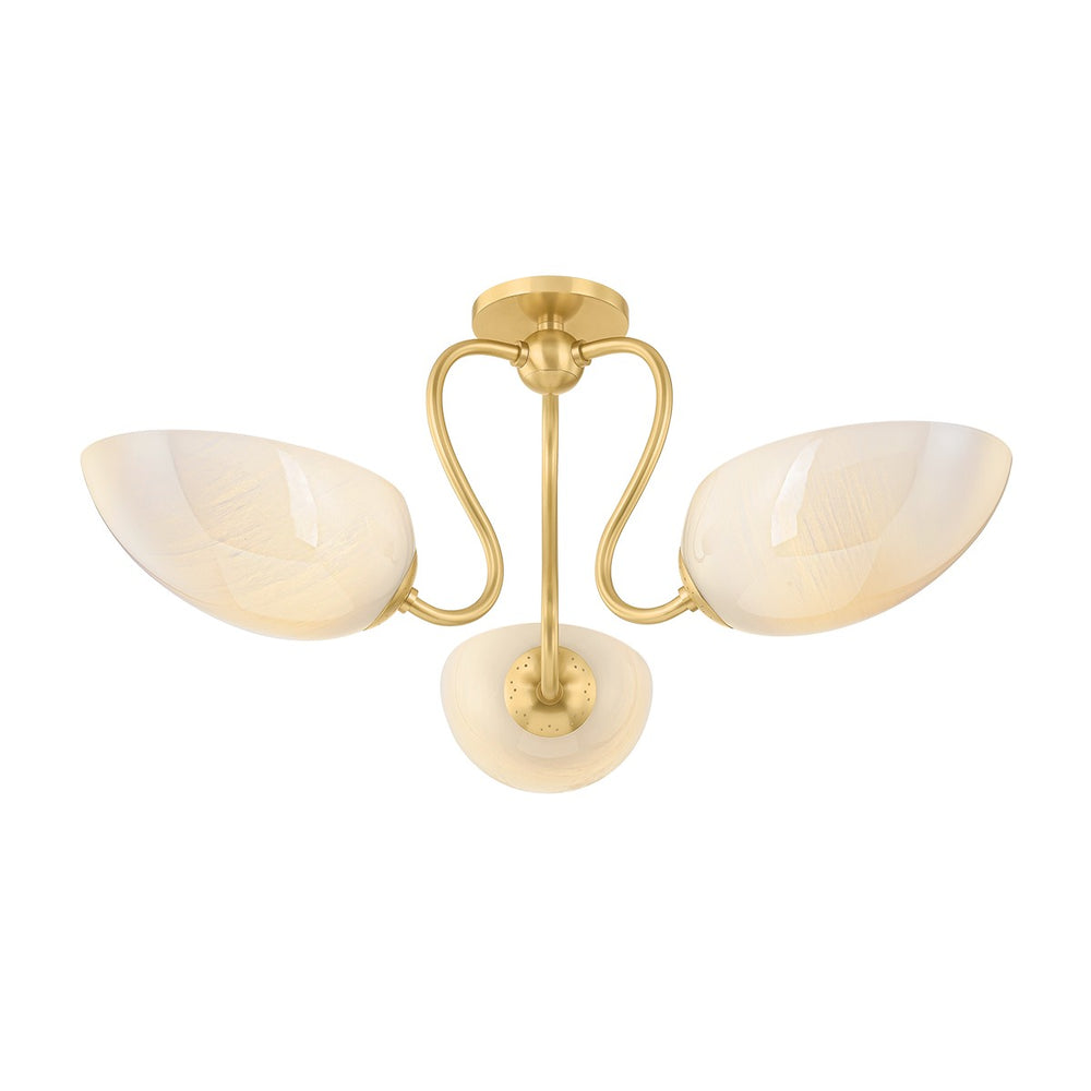 Mitzi Canada - Three Light Semi Flush Mount - Reva - Aged Brass- Union Lighting Luminaires Decor