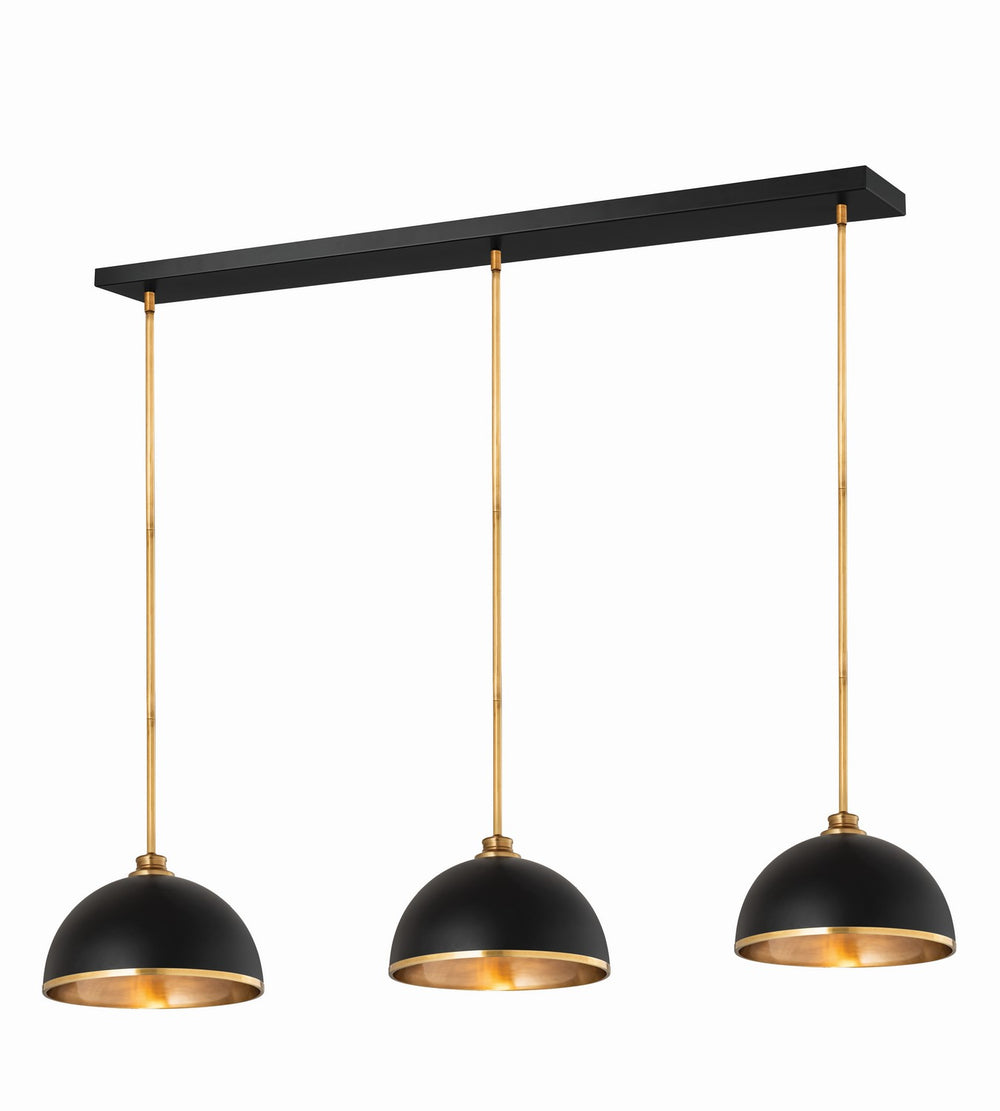 Z-Lite Canada - Three Light Pendant - Landry - Matte Black + Rubbed Brass- Union Lighting Luminaires Decor