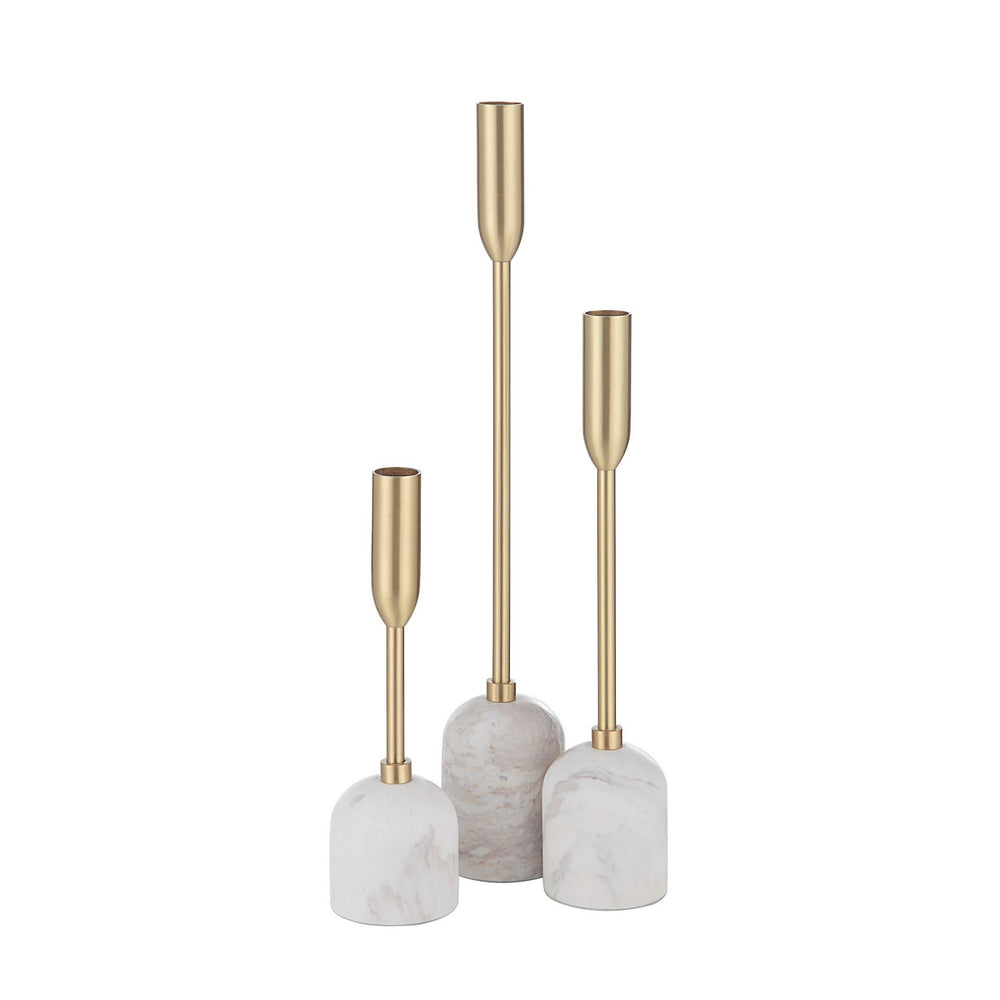 Renwil Canada - Set Of 3 Tapered Candle Holder - Marchesa - Satin Brass- Union Lighting Luminaires Decor
