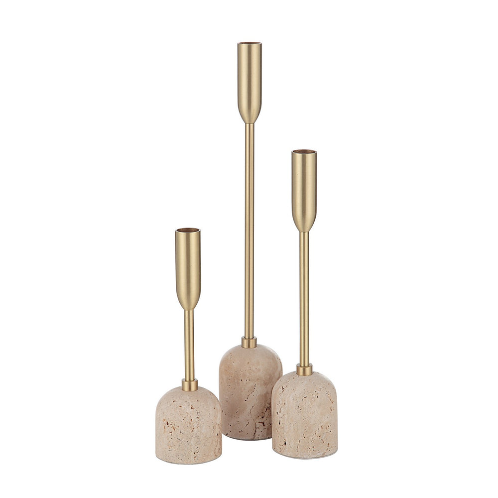 Renwil Canada - Set Of 3 Tapered Candle Holder - Vesta - Satin Brass- Union Lighting Luminaires Decor
