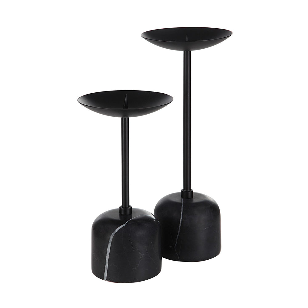 Renwil Canada - Set Of 2 Pillar Candle Holder - Uma - Matte Black- Union Lighting Luminaires Decor