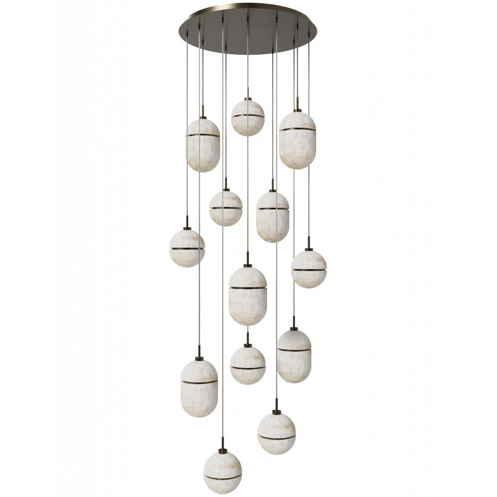 Avenue Lighting - 13 Light Pendant - Sedona - Alabaster / Aged Brass- Union Lighting Luminaires Decor