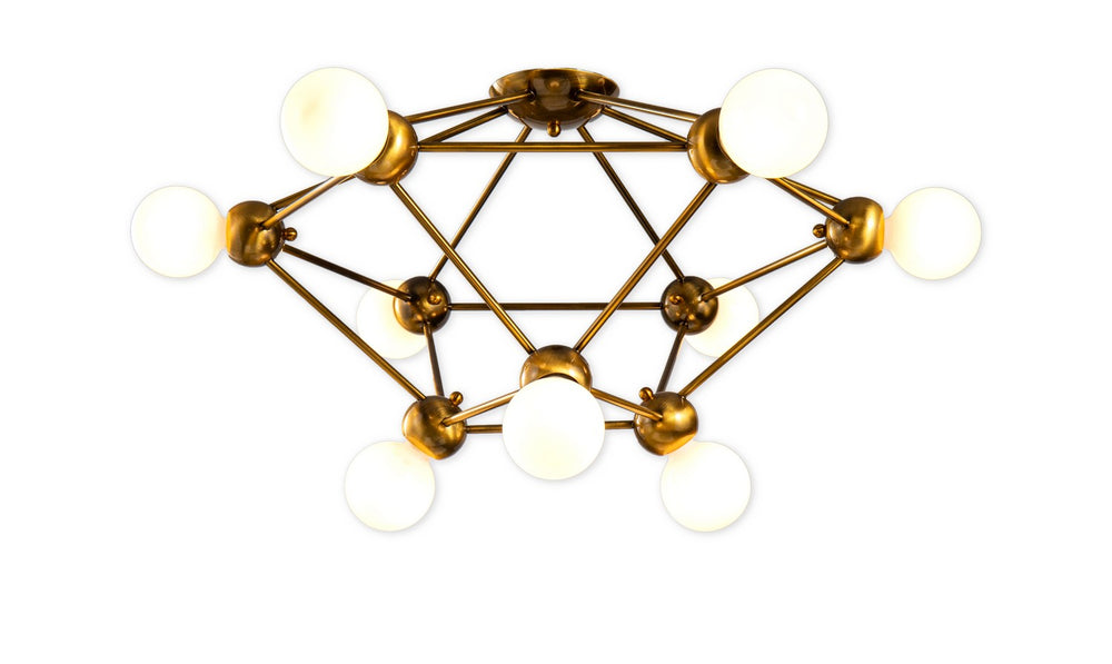 Bethel International Canada - Nine Light Semi Flush Mount - Antique Gold- Union Lighting Luminaires Decor
