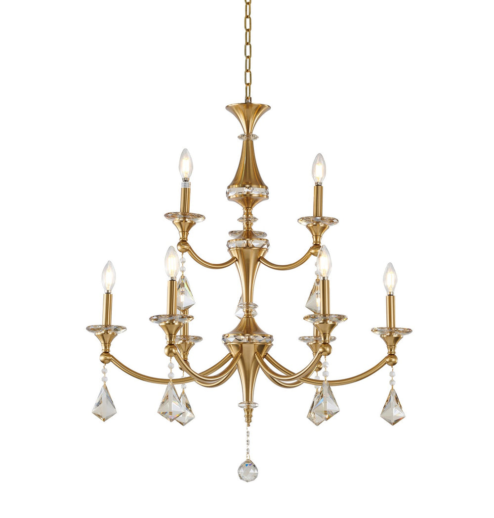 Bethel International Canada - Nine Light Chandelier - Stain Brass- Union Lighting Luminaires Decor